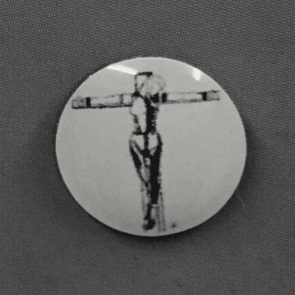 Crucifixion Skinhead in Black Logo And White Background Hankie Pin 10mm