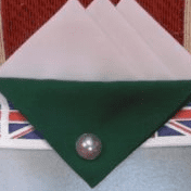 White Hankie With Green Flap And Pin